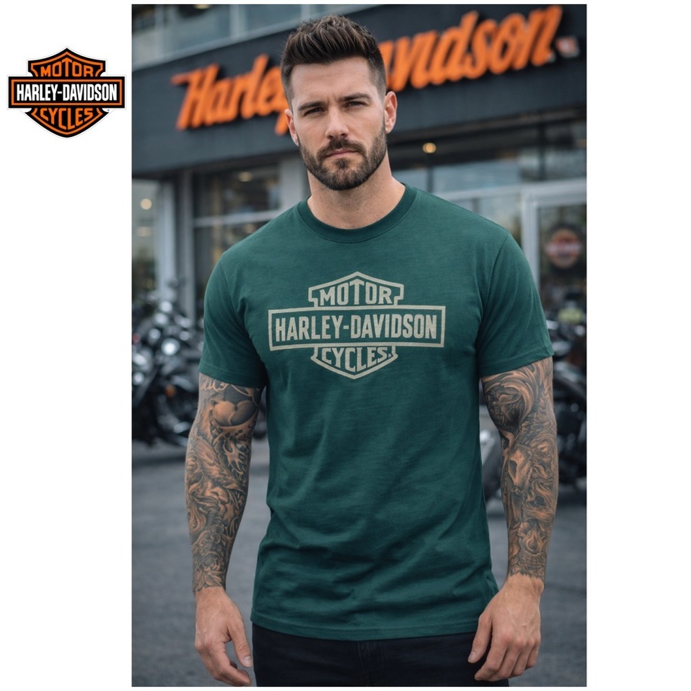 NWOT Harley-Davidson Dark Greenish-blue logo Tee